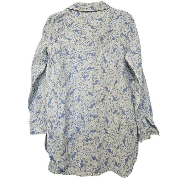 Sigrid Olseen 100 Linen Sea Horse Star Fish Blouse Beach Artisan Nature Inspired - Picture 2 of 6